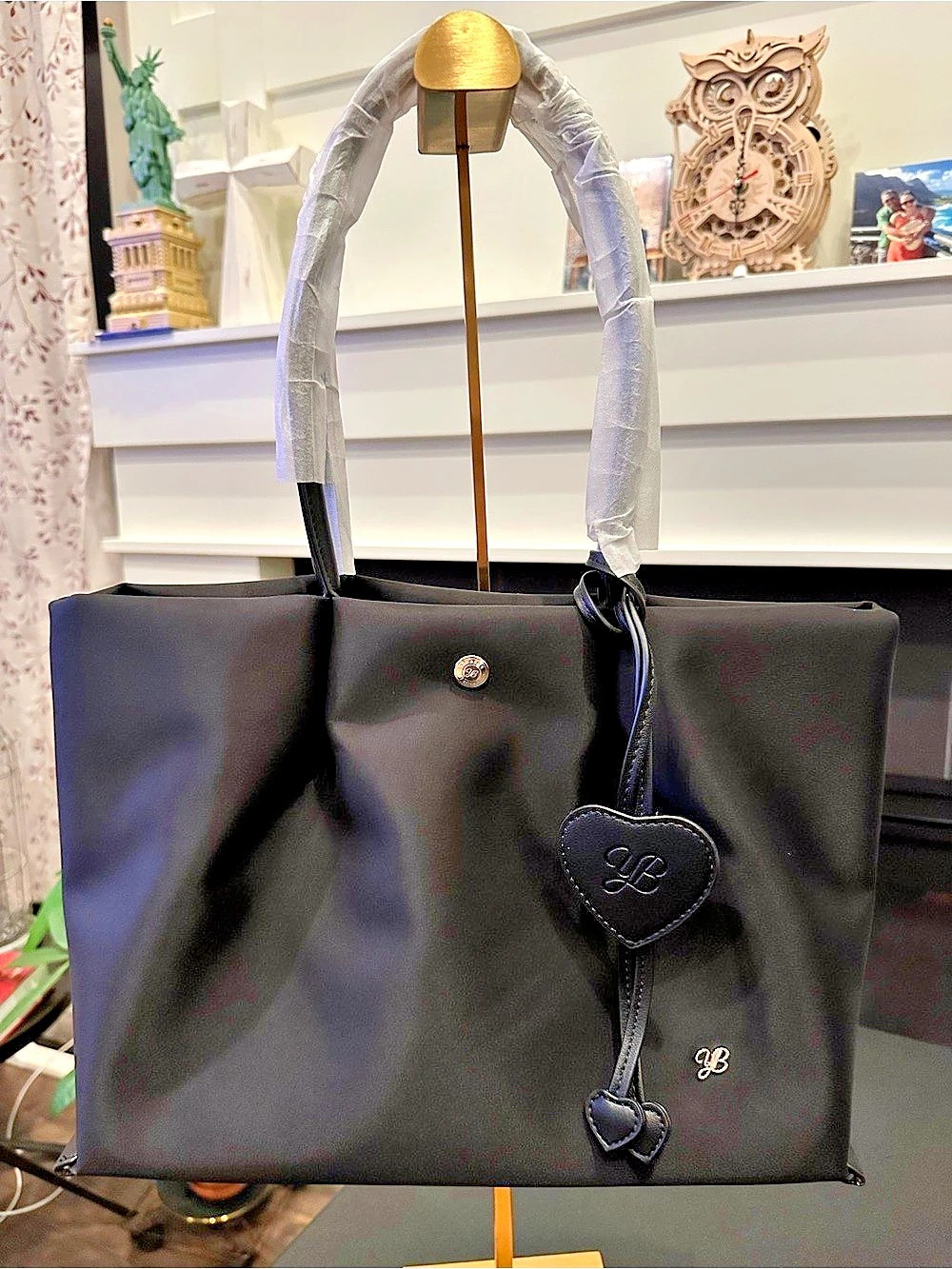 Yunabee Lightweight Premium Nylon Black Tote NWT